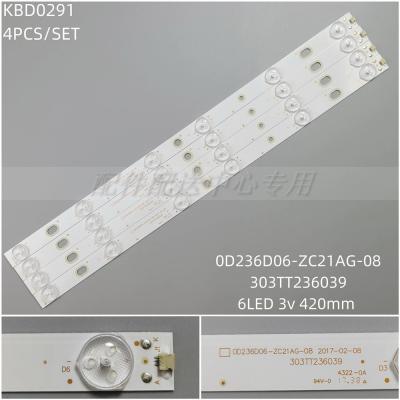 4Pcs x LED Backlight Strip for 303TT036039 OD236D06-ZC21AG-08 2017-02-08 6S1P 6-LED 422mm 3v