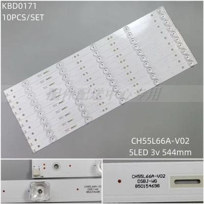 10PCS x LED Backlight Strip for CH55L66A-V02 5Leds 544MM