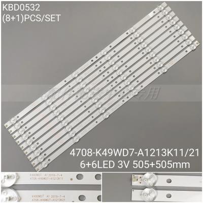 9pcs x LED Backlight for K490WD7 4708-K49WD7-A2213K11/21 LE49K51S-UD 49PFF5250 49PFL3445/T3 UD49H18 6-LEDs