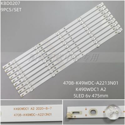 9Pcs x LED Backlight Strip for 49'' TV 4708-K49WDC-A2213N01 49BDL3056Q 49U5070 475mm 5-LEDs