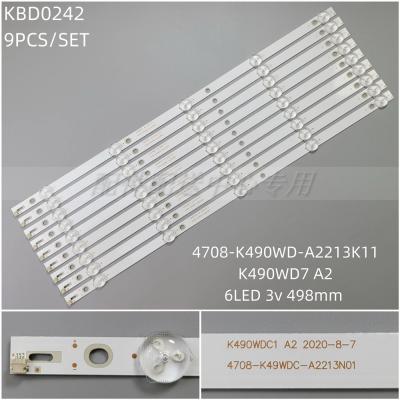 9PCS x LED Backlight Strip for 49U7750EV 471R1055 K490WD7 A2 4708-K490WD-A2213K11 6Leds 498MM