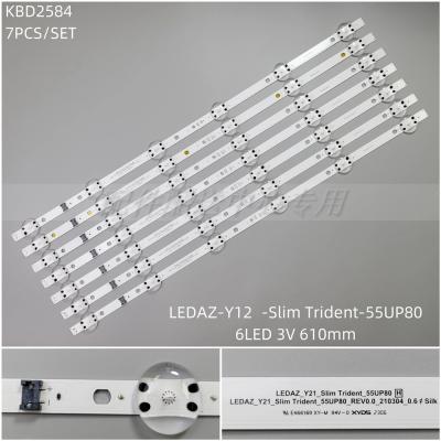 7Pcs x LED Backlight Strips for 55INCH LEDAZ-Y121-Slim Trident-55UP80 6Leds 610mm 3v