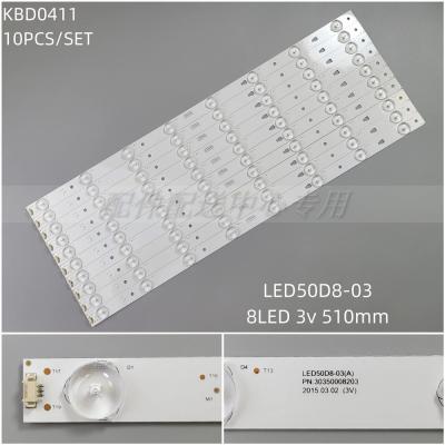 10PCS x LED Backlight Strip for LT-49C550 LC490DUJ LE49D8 LE50D8 LED50D8-03(A) 8Leds 510MM